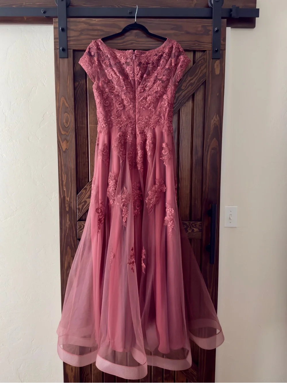 Mother of the Bride/Groom Embellished Rose Formal Dress with Illusion Neckline - Picture 3 of 4